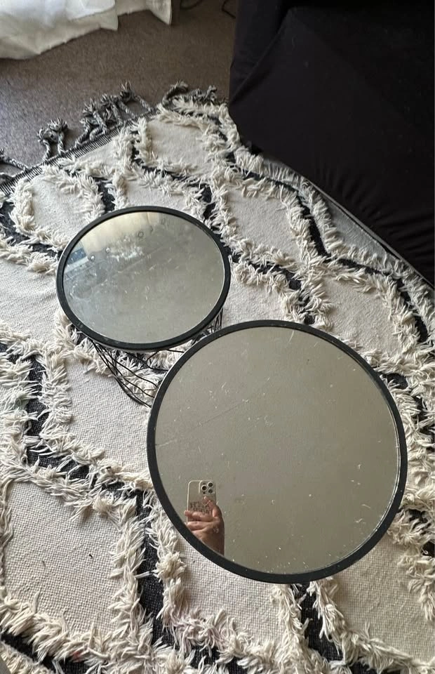Set of 2 Black Mirror Nesting Tables - photo 2