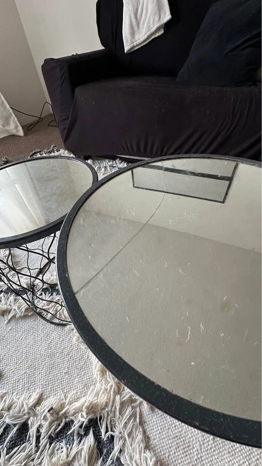 Set of 2 Black Mirror Nesting Tables - photo 3