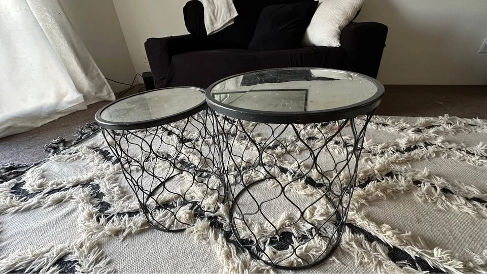 Set of 2 Black Mirror Nesting Tables - photo 4