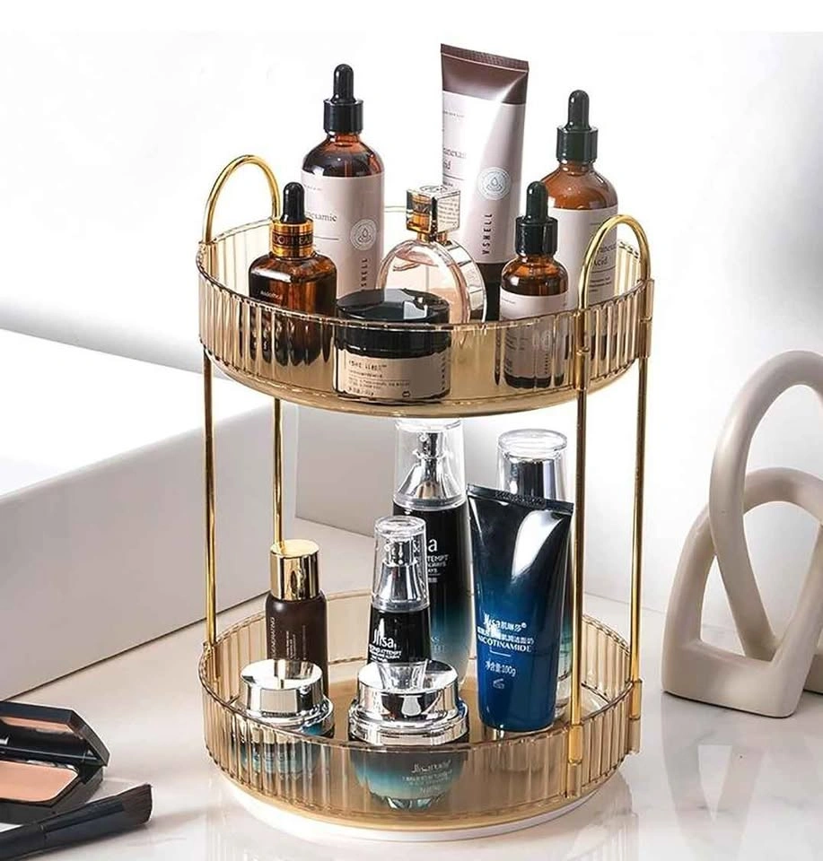2 Tier Rotating Makeup Organizer - Amber Color - photo 2