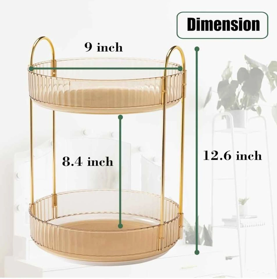 2 Tier Rotating Makeup Organizer - Amber Color - photo 3