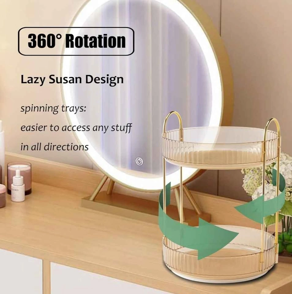 2 Tier Rotating Makeup Organizer - Amber Color - photo 4