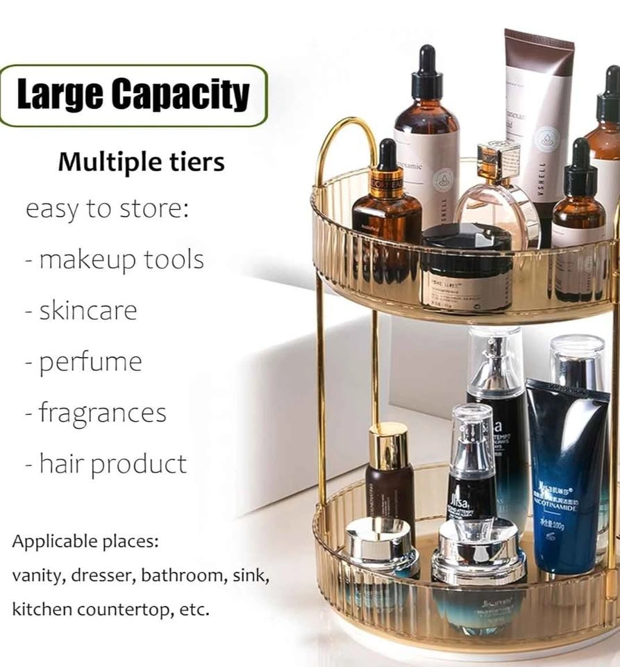 2 Tier Rotating Makeup Organizer - Amber Color - photo 5