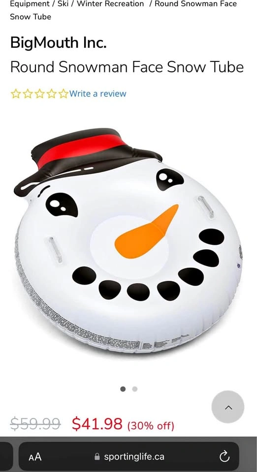 Snow tube snowman