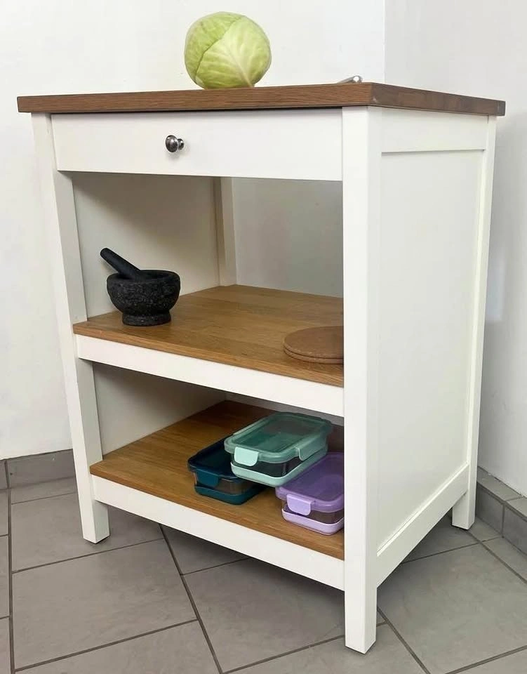 IKEA TORNVIKEN Kitchen Island - White/Oak Top - Like New