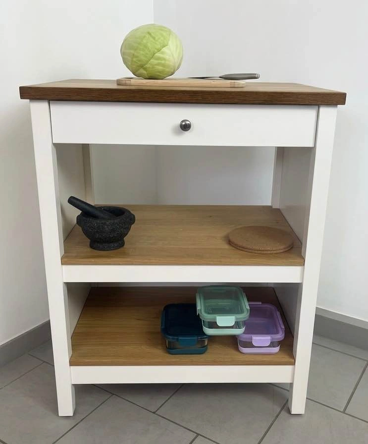 IKEA TORNVIKEN Kitchen Island - White/Oak Top - Like New - photo 2