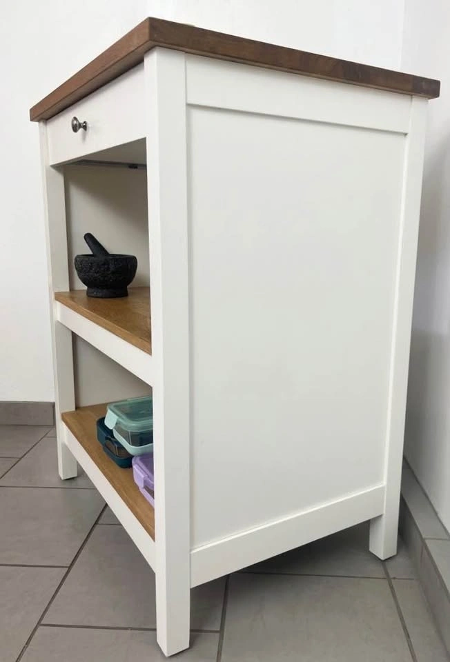 IKEA TORNVIKEN Kitchen Island - White/Oak Top - Like New - photo 3