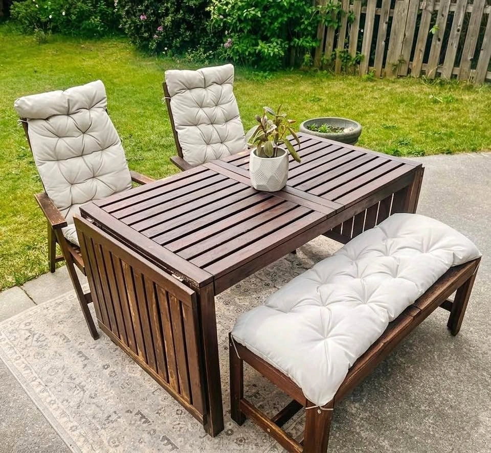 IKEA ÄPPLARÖ Solid Wood Outdoor Dining Set - Table, Chairs, Benc