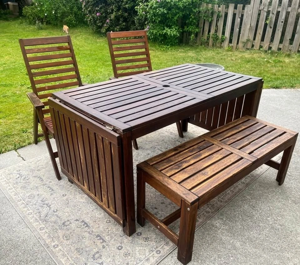 IKEA ÄPPLARÖ Solid Wood Outdoor Dining Set - Table, Chairs, Benc - photo 2