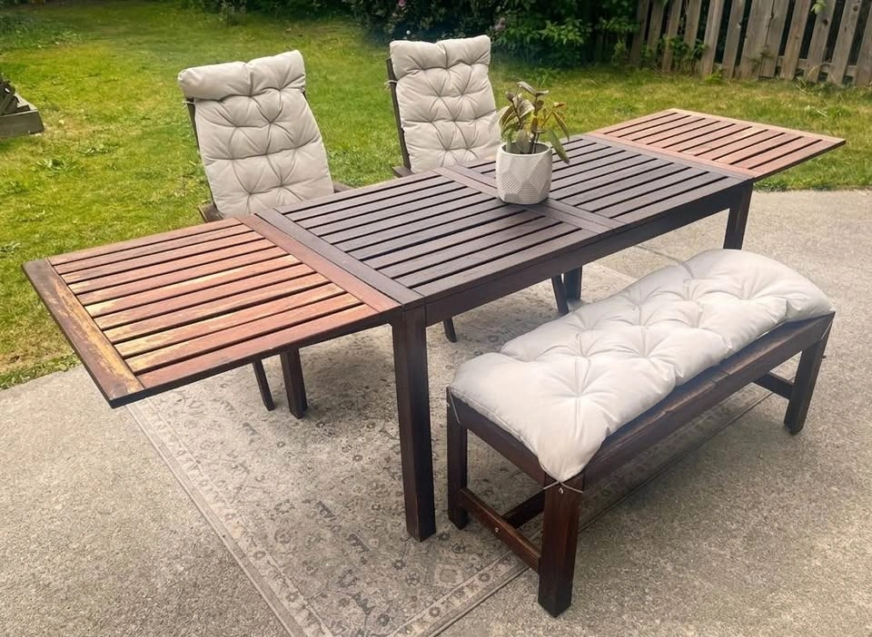 IKEA ÄPPLARÖ Solid Wood Outdoor Dining Set - Table, Chairs, Benc - photo 3