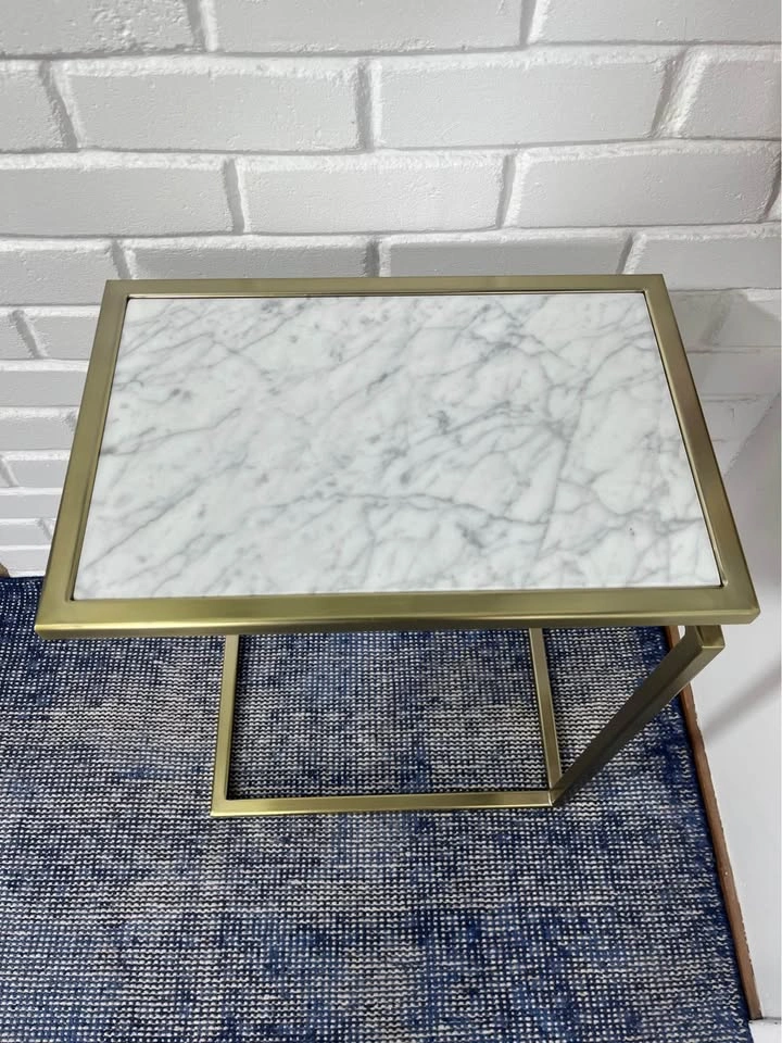 CB2 C-Shaped Marble & Brass Side Table - photo 3