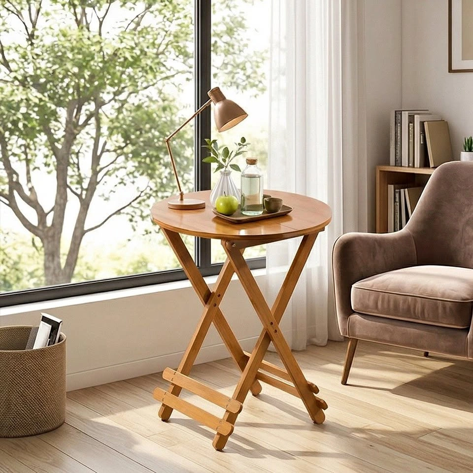 Compact Foldable Round Table - Outdoor Patio Use