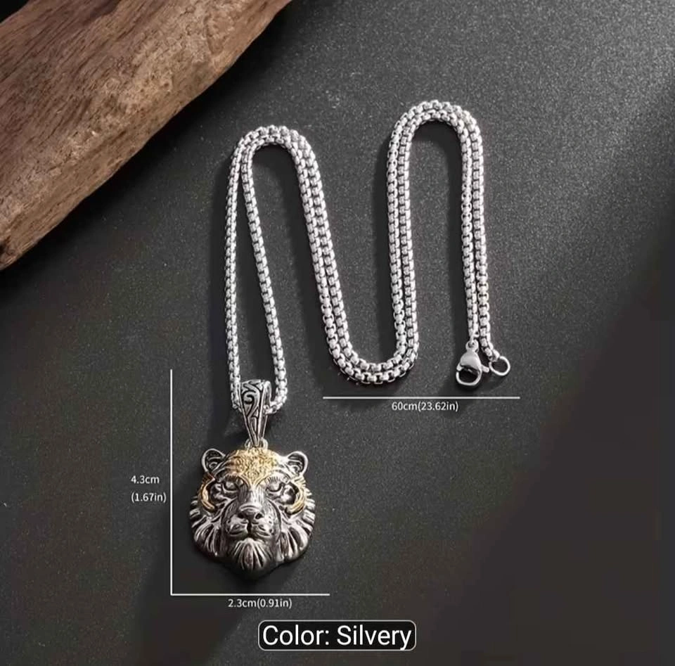 Men's Exquisite Trendy Fashion Tiger Head Pendant Necklace - photo 2