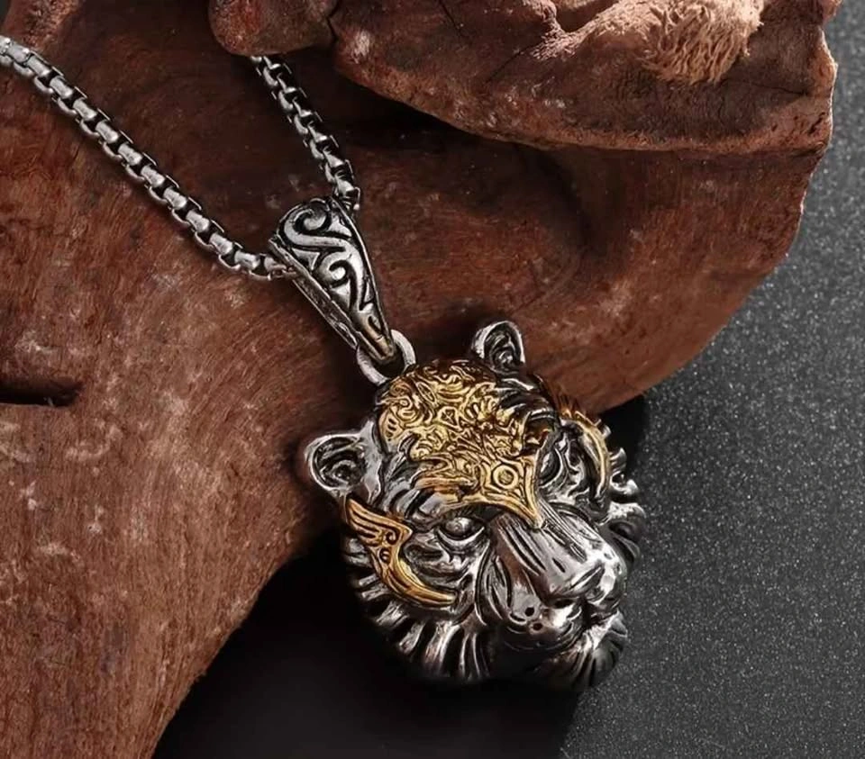 Men's Exquisite Trendy Fashion Tiger Head Pendant Necklace - photo 3