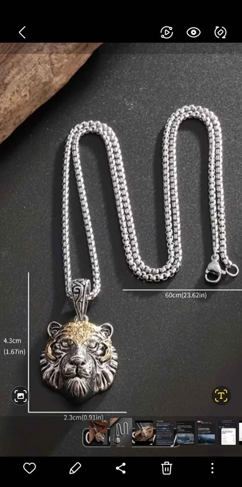 Men's Exquisite Trendy Fashion Tiger Head Pendant Necklace - photo 4