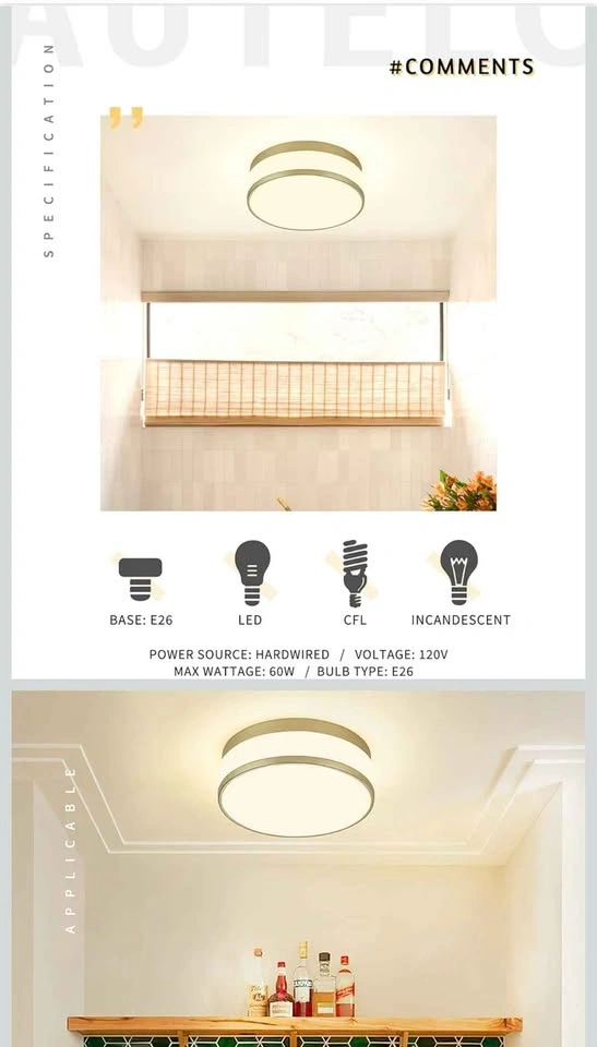 AUTELO Gold Ceiling Light, Frosted Glass Flush Mount - photo 3