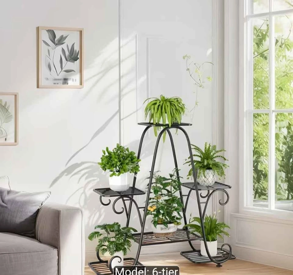 Black Metal Plant Stand - Multi-Level Freestanding Tall Stand - photo 5