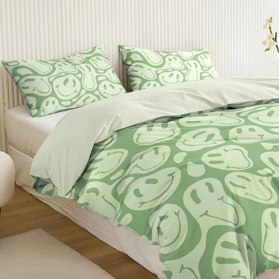 Kids King Size Duvet Cover Set - Green Smiley - photo 2