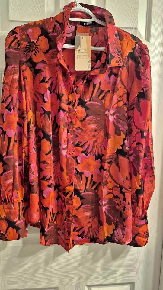 BTFBM Floral Button Down Shirt XL and small