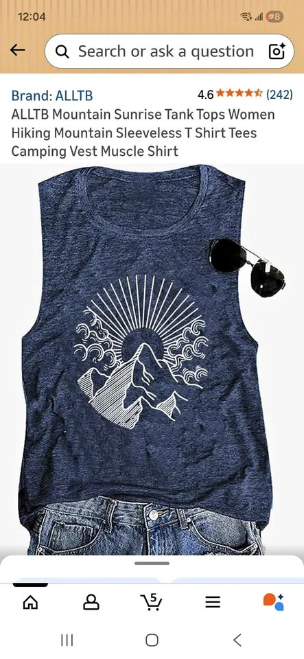 ALLTB Mountain Sunrise Tank Top Women Hiking T Shirt XXL