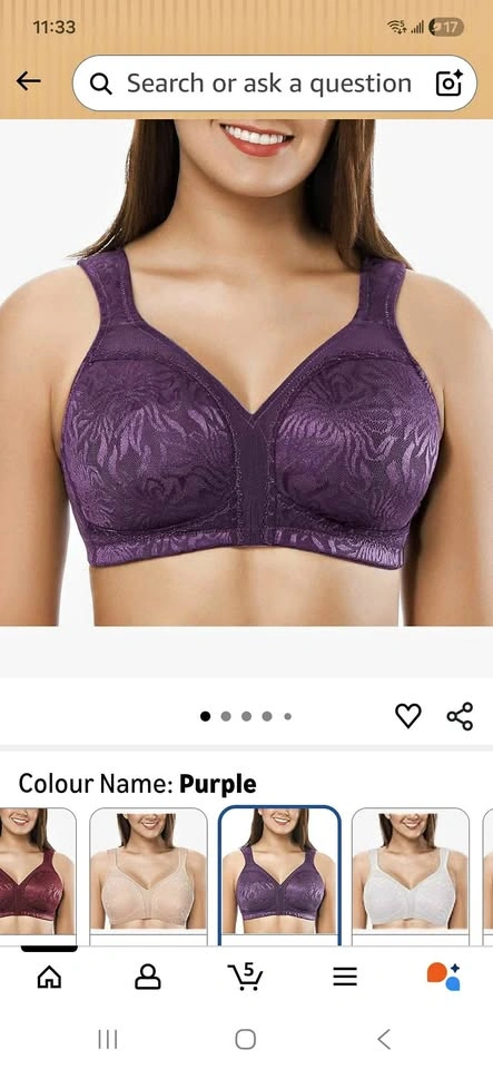 Purple Lace Full Coverage Bra 46D