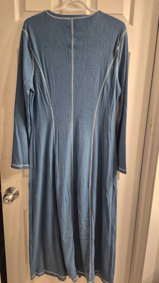 Blue Long Sleeve Ribbed Maxi Dress XX-Large - photo 2