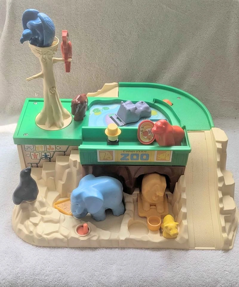 Vintage Fisher-Price Little People Zoo Playset with Figures