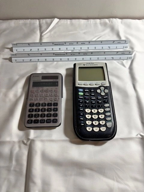 Math & Drafting Bundle: TI-84 Plus, Sharp Calculator, 2 Rulers