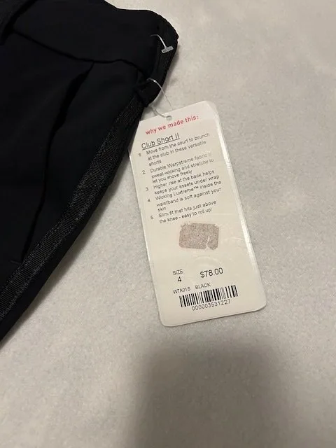 NEW lululemon Black club shorts Size 4 - photo 4