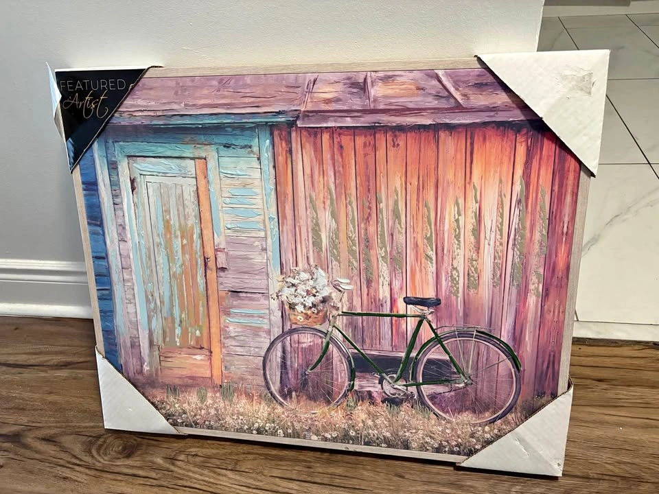 Featured Artist Rustic Shed and Bicycle Canvas Wall Art 30”x24”