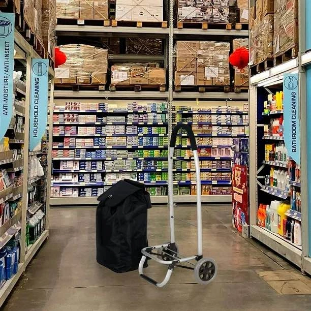 Deluxe Folding Shopping Cart w/ Aluminum Frame & Bag - photo 2