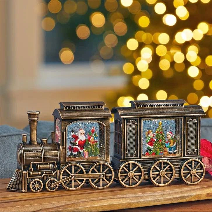 Holiday Train Express Water Globes with Glitter, 2 pieces, Bronz