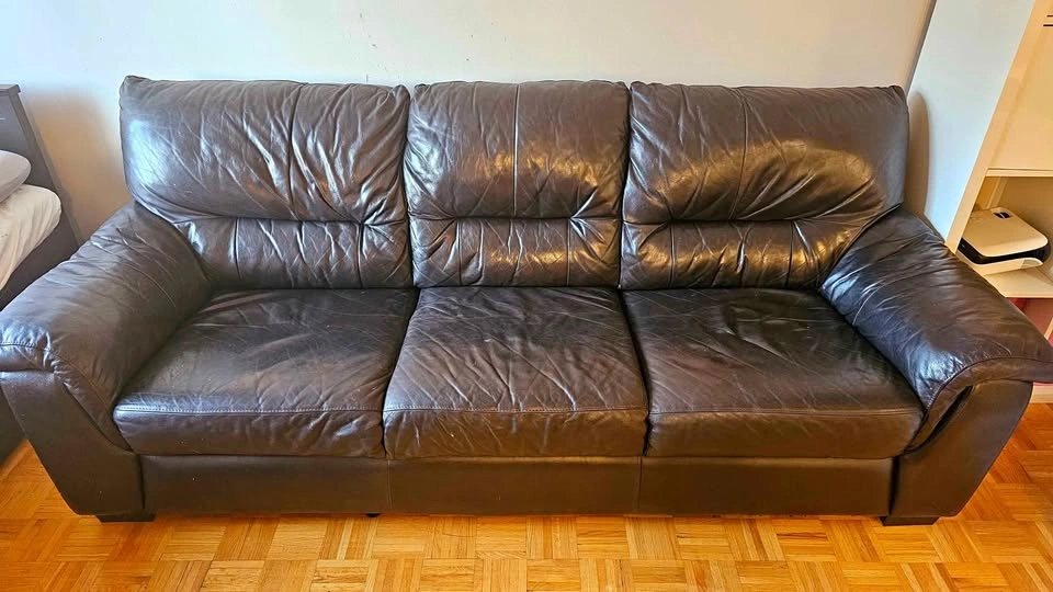 Leather couch sofa for sell - dark brown color
