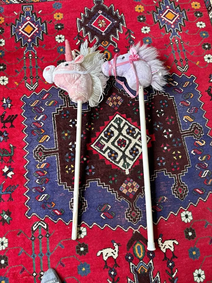 Pink Unicorn & Purple Horse Stick Horses Set
