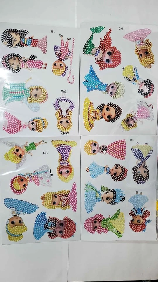 24 PCS Cartoon Princess Diamond Art Painting Stickers