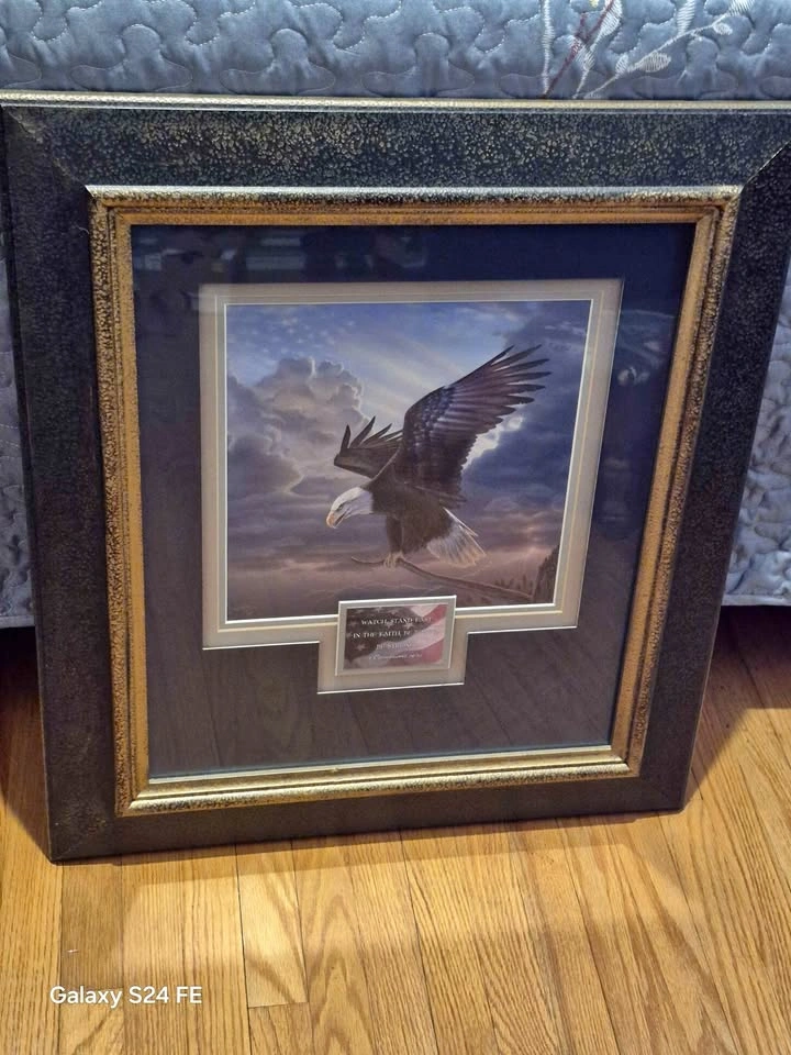 Framed Bald Eagle Art with 1 Corinthians 16:13 Verse