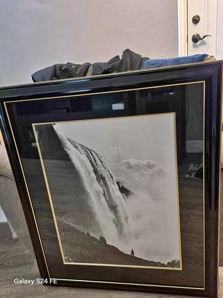 Large Framed Niagara Falls B&W Photograph