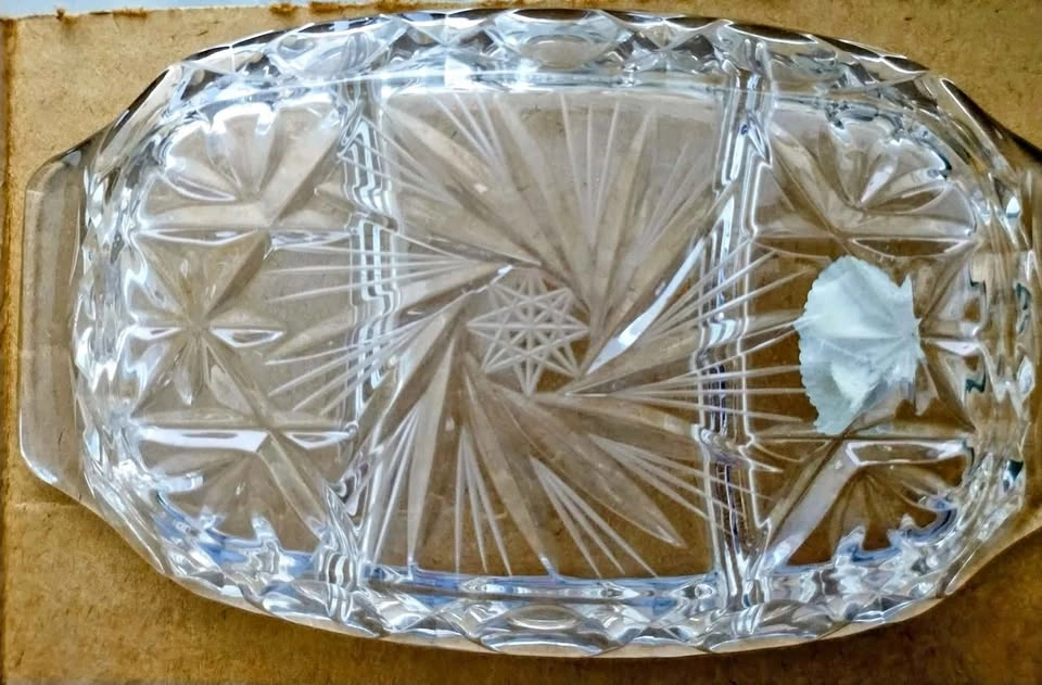 Vintage Bohemia Crystal Three-Part Divided Dish