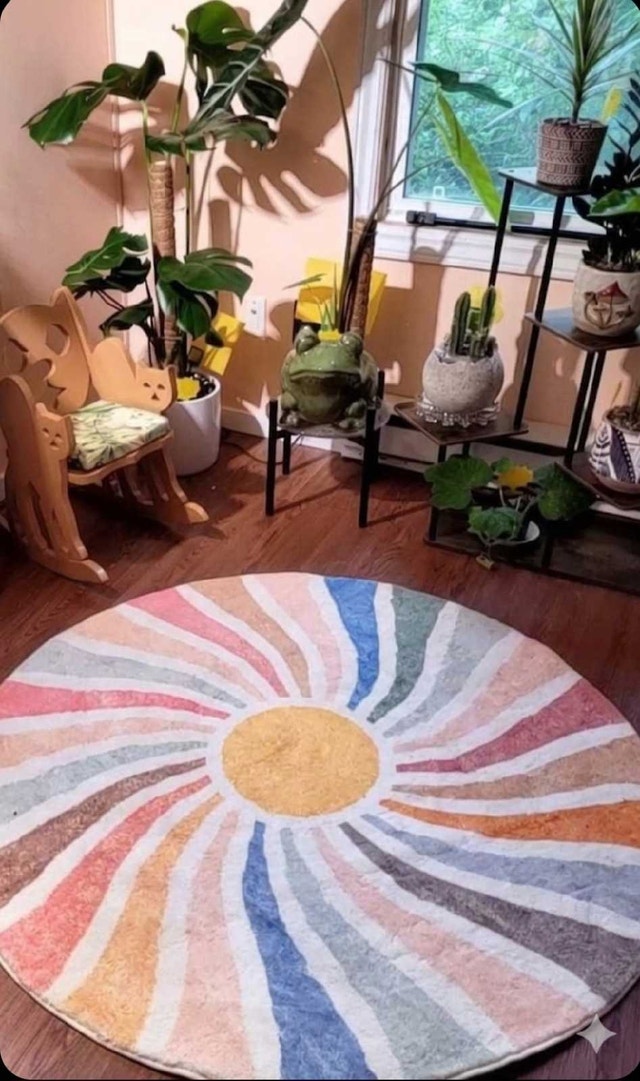63" Sun Rainbow Round Rug - Boho Kids Ultra Soft