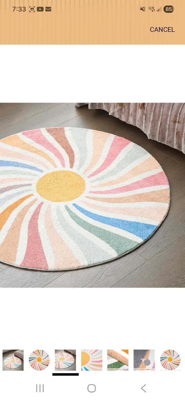 63" Sun Rainbow Round Rug - Boho Kids Ultra Soft - photo 2