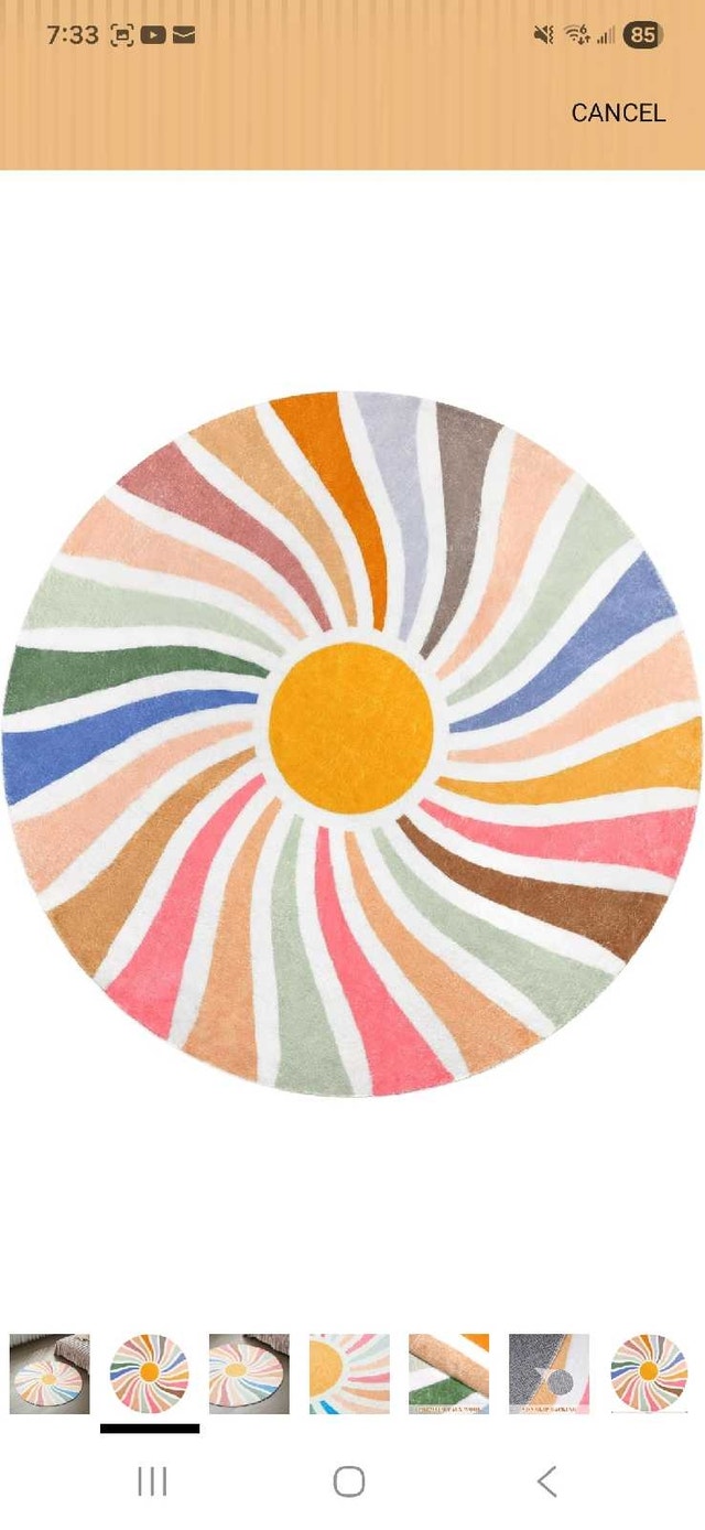 63" Sun Rainbow Round Rug - Boho Kids Ultra Soft - photo 3