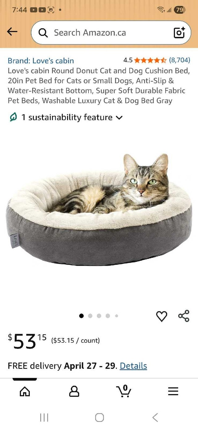 Love's Cabin Cat Bed - 20" Round Donut Style