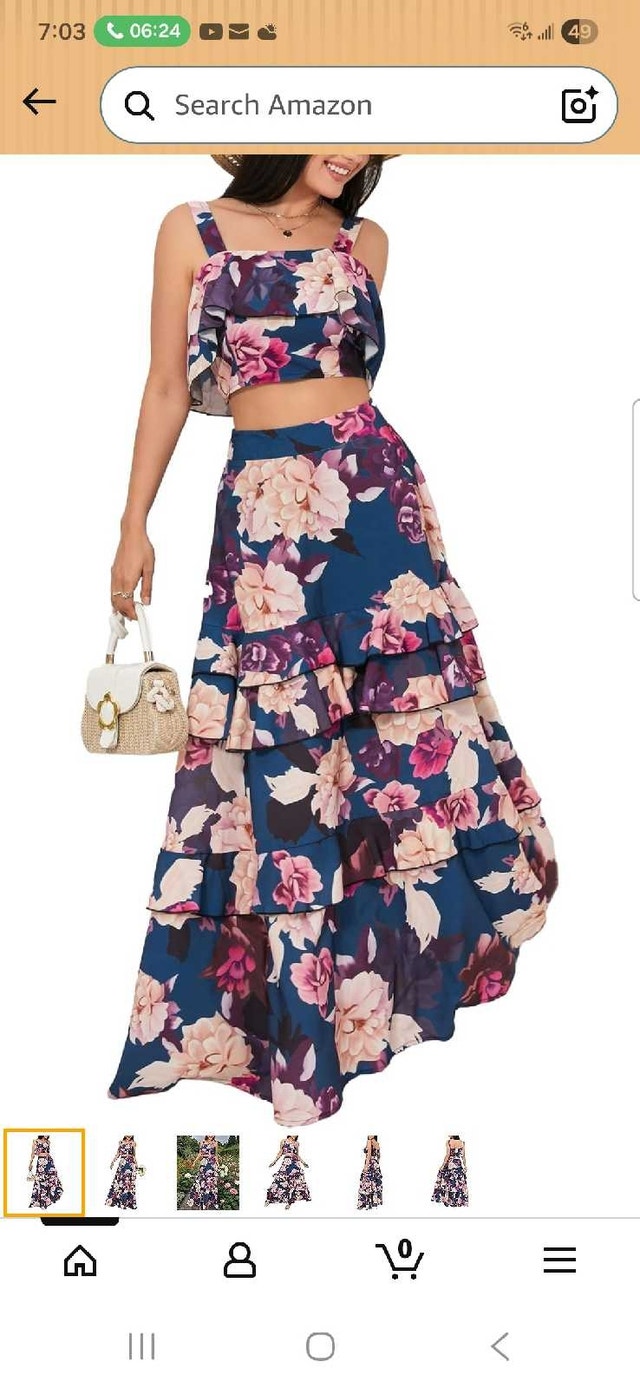 Floral Outfit - Crop Top and Maxi Skirt Set