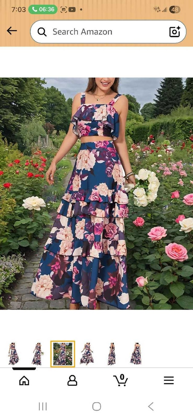 Floral Outfit - Crop Top and Maxi Skirt Set - photo 4