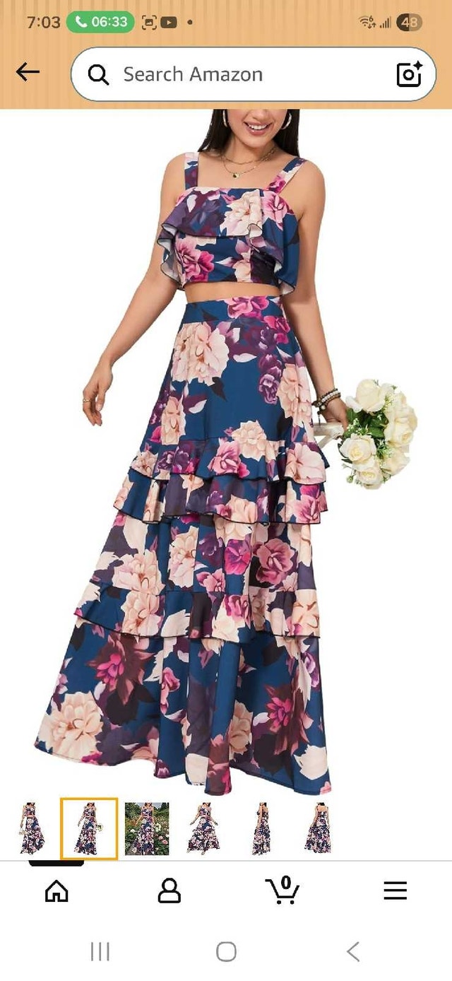 Floral Outfit - Crop Top and Maxi Skirt Set - photo 5