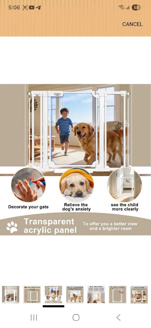 New 40" White Acrylic Pet Gate - photo 4