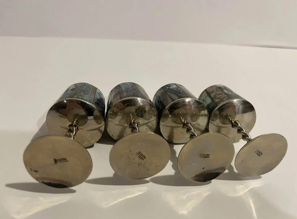 Vintage Alpaca Silver & Abalone Cordial Goblets & Viking Plate W - photo 2
