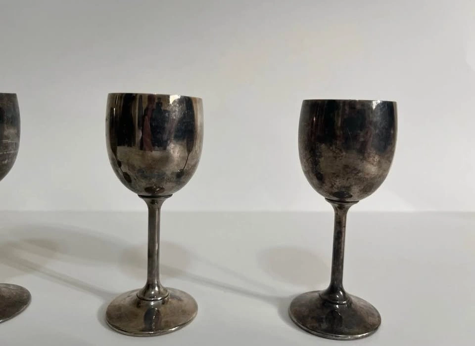 Vintage Alpaca Silver & Abalone Cordial Goblets & Viking Plate W - photo 4
