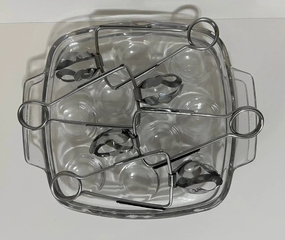 Vintage France Pyrex Escargot Set W/ Tongs - photo 2