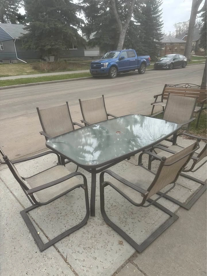7-Piece Glass Top Patio Dining Set